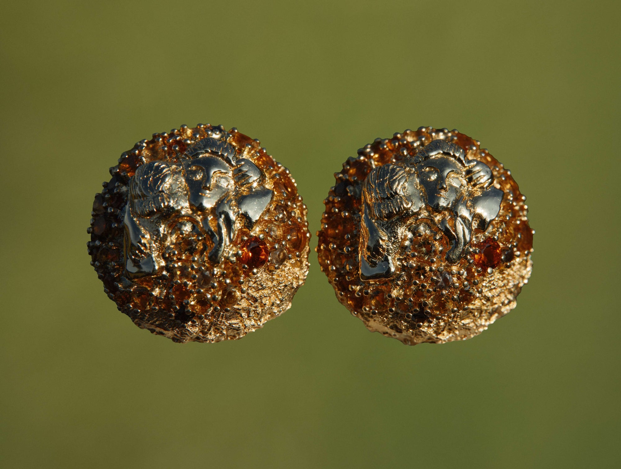 18K Pavé Button Earrings