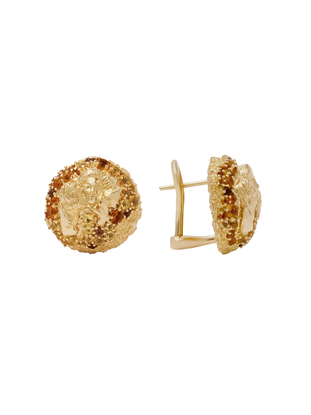 18K Pavé Button Earrings