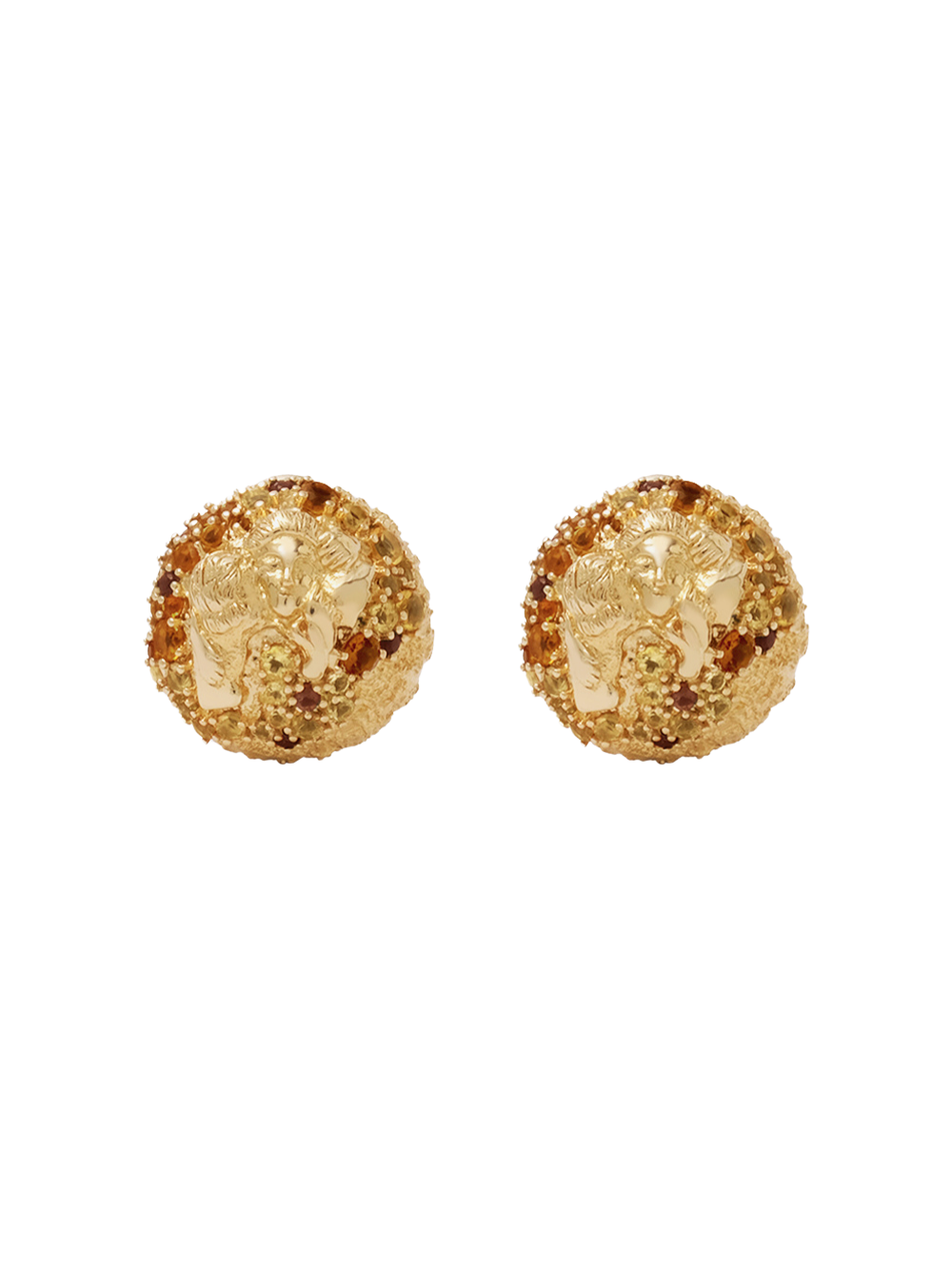 18K Pavé Button Earrings