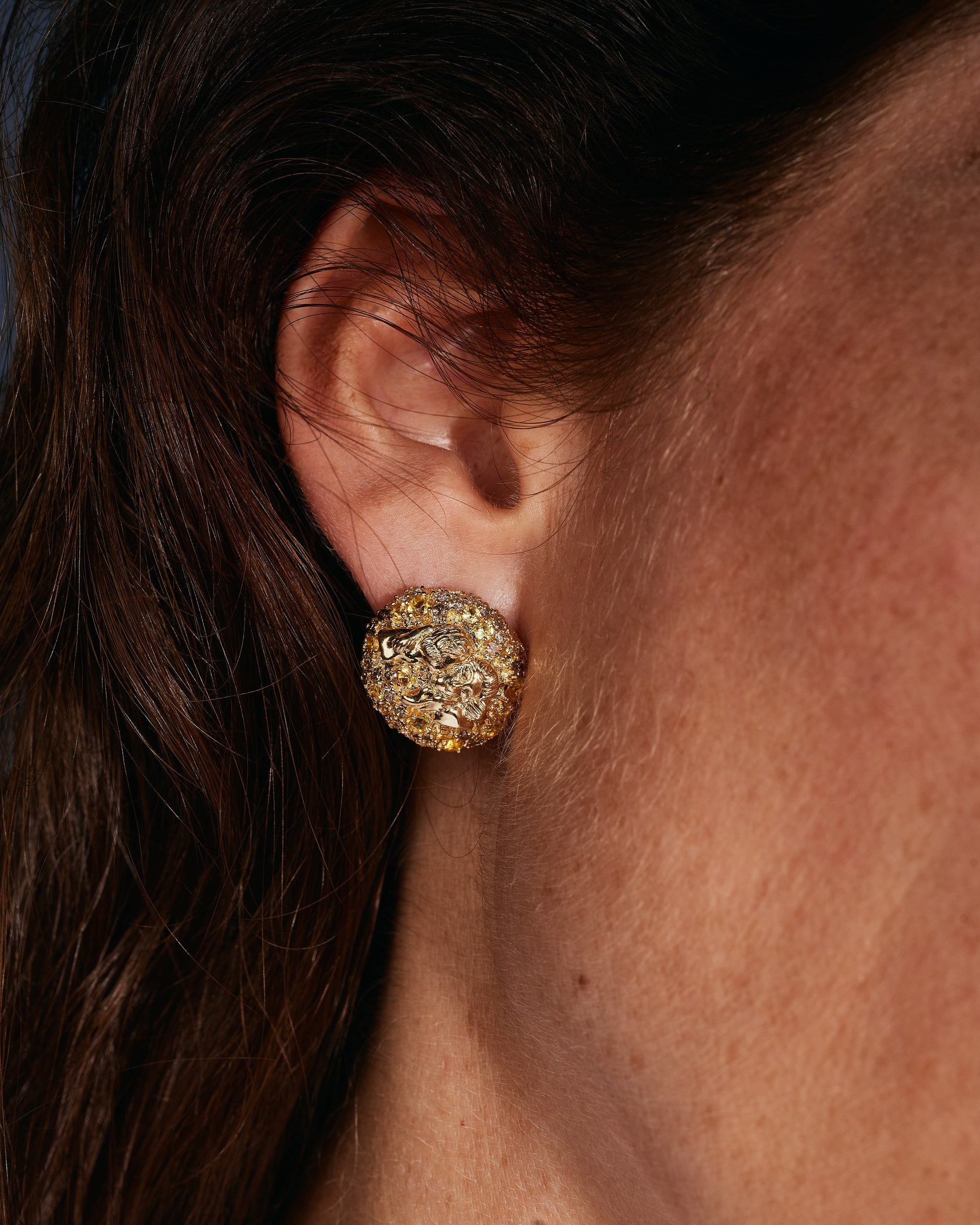 18K Pavé Button Earrings