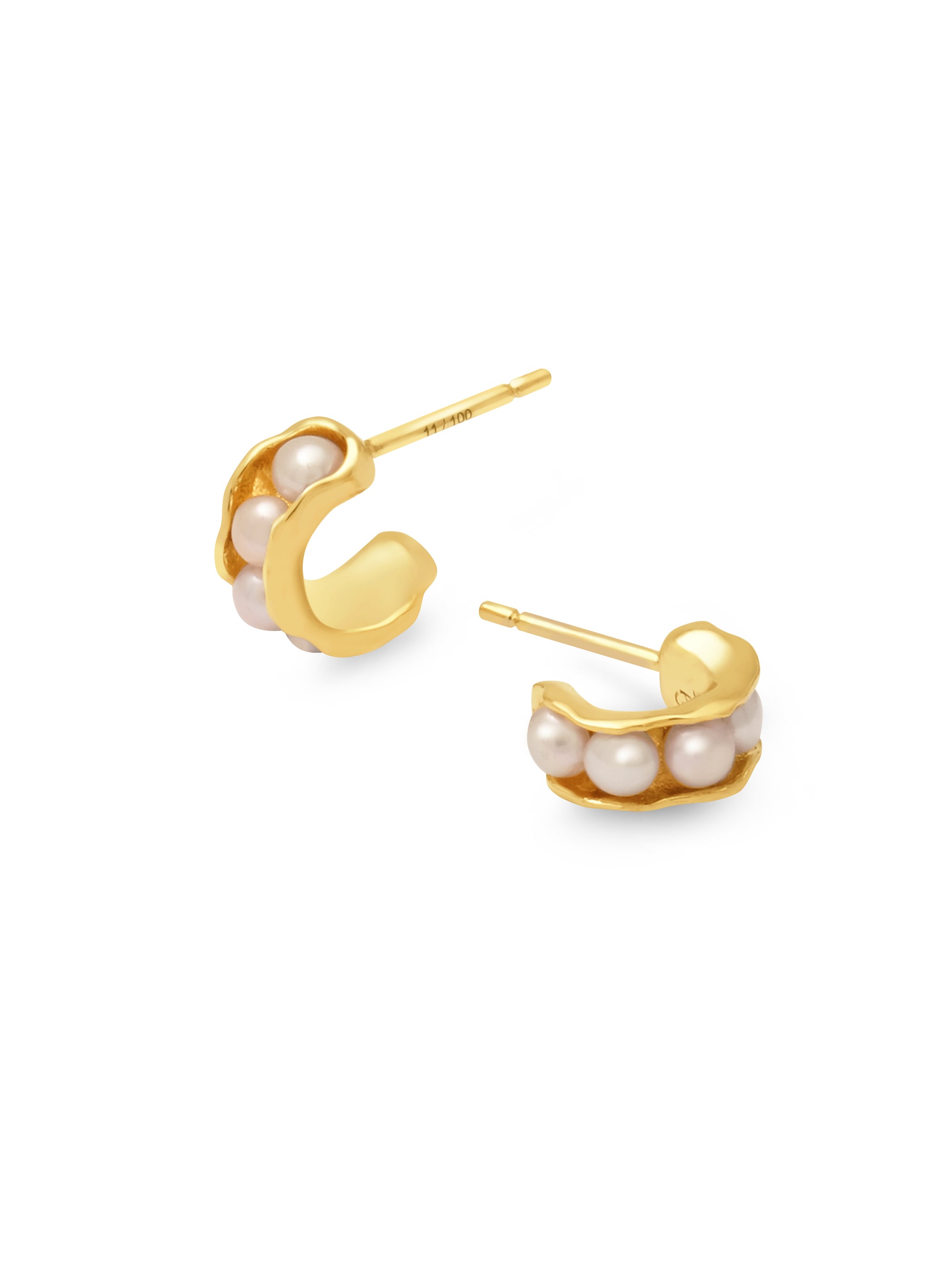 18K Pearl Hoops Mini