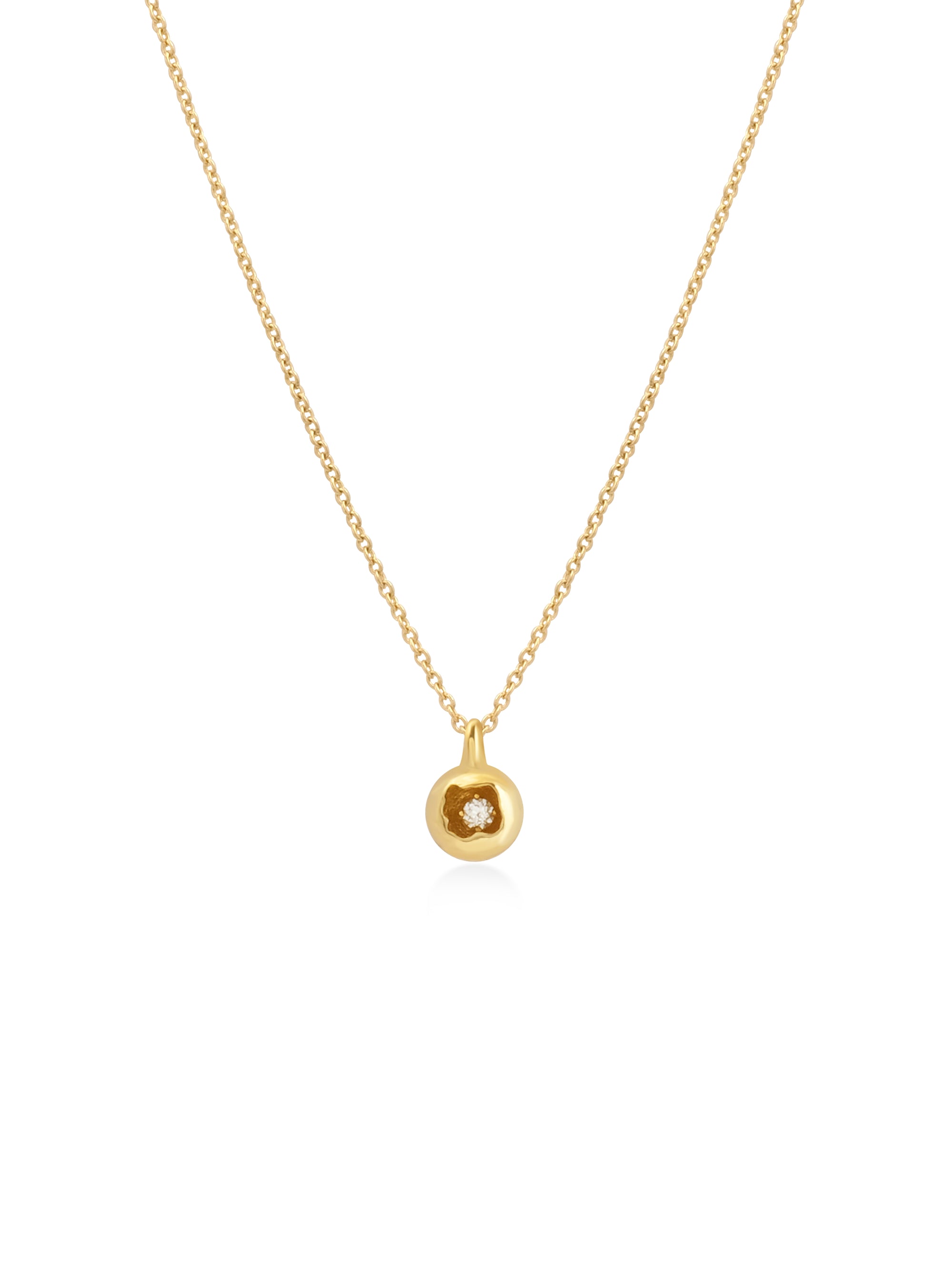 18K Diamond Dome Tag Necklace