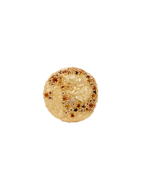 18K Pavé Button Ring