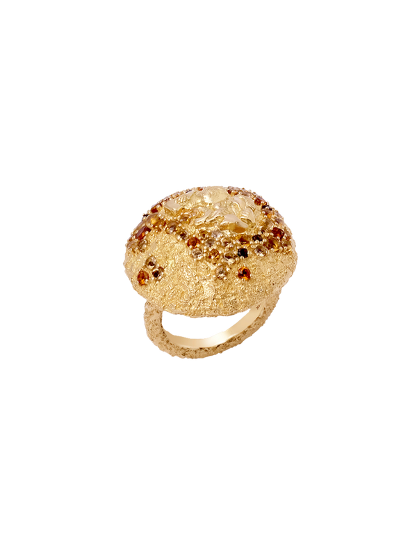 18K Pavé Button Ring