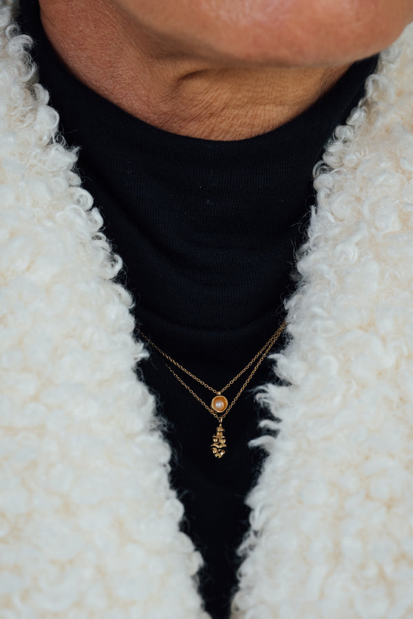 18K Pearl Tag Necklace