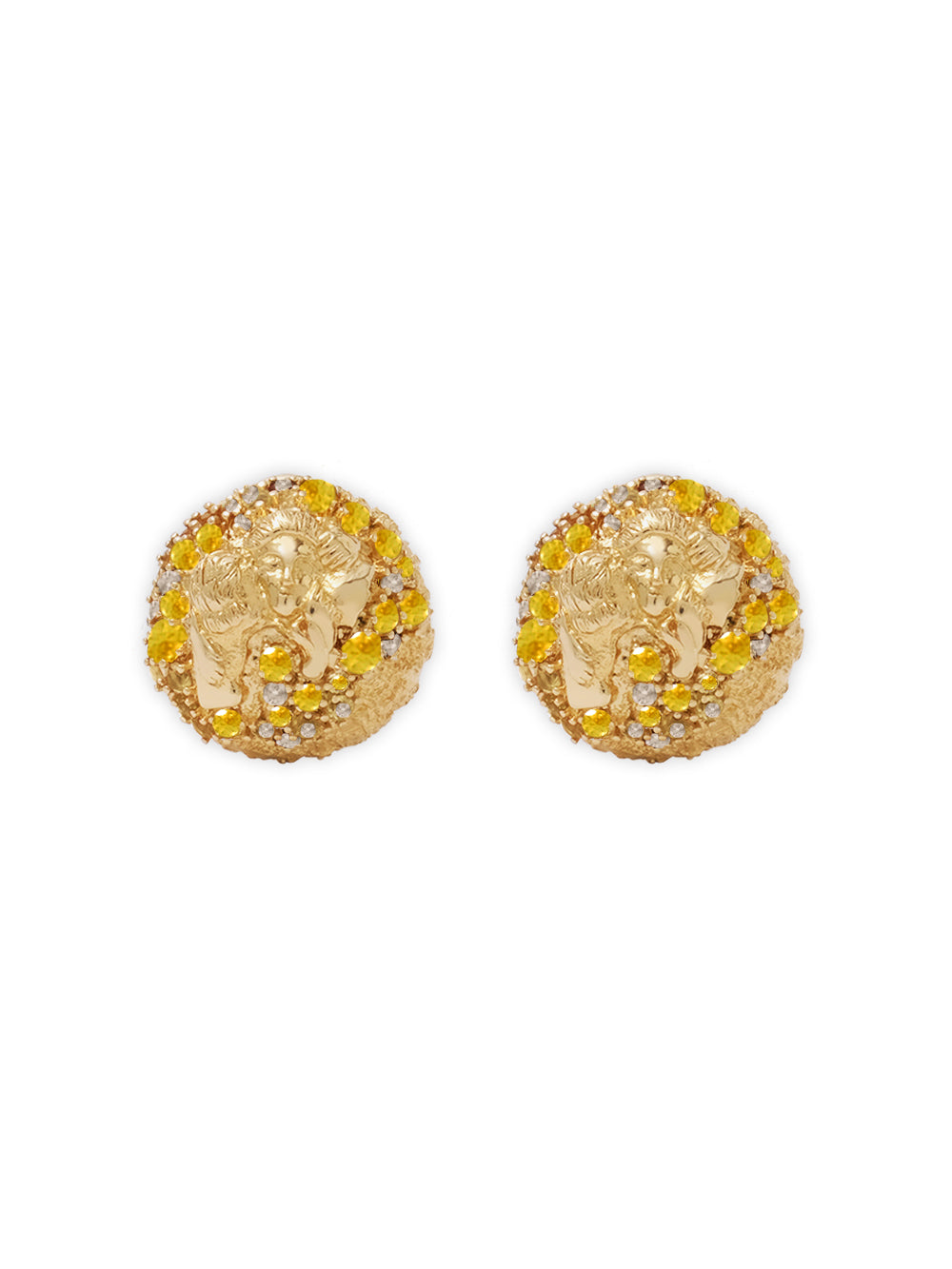 18K Pavé Button Earrings