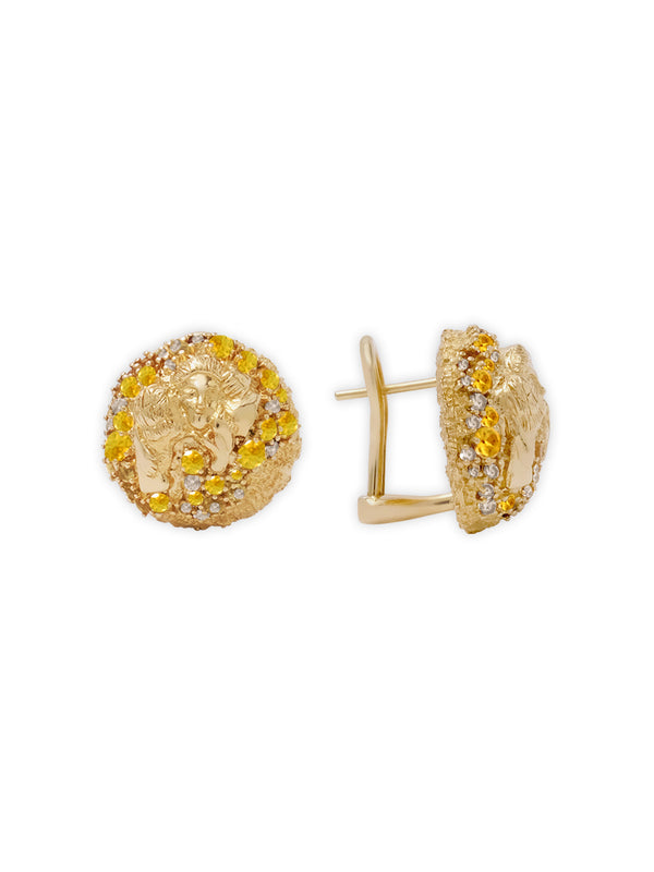 18K Pavé Button Earrings