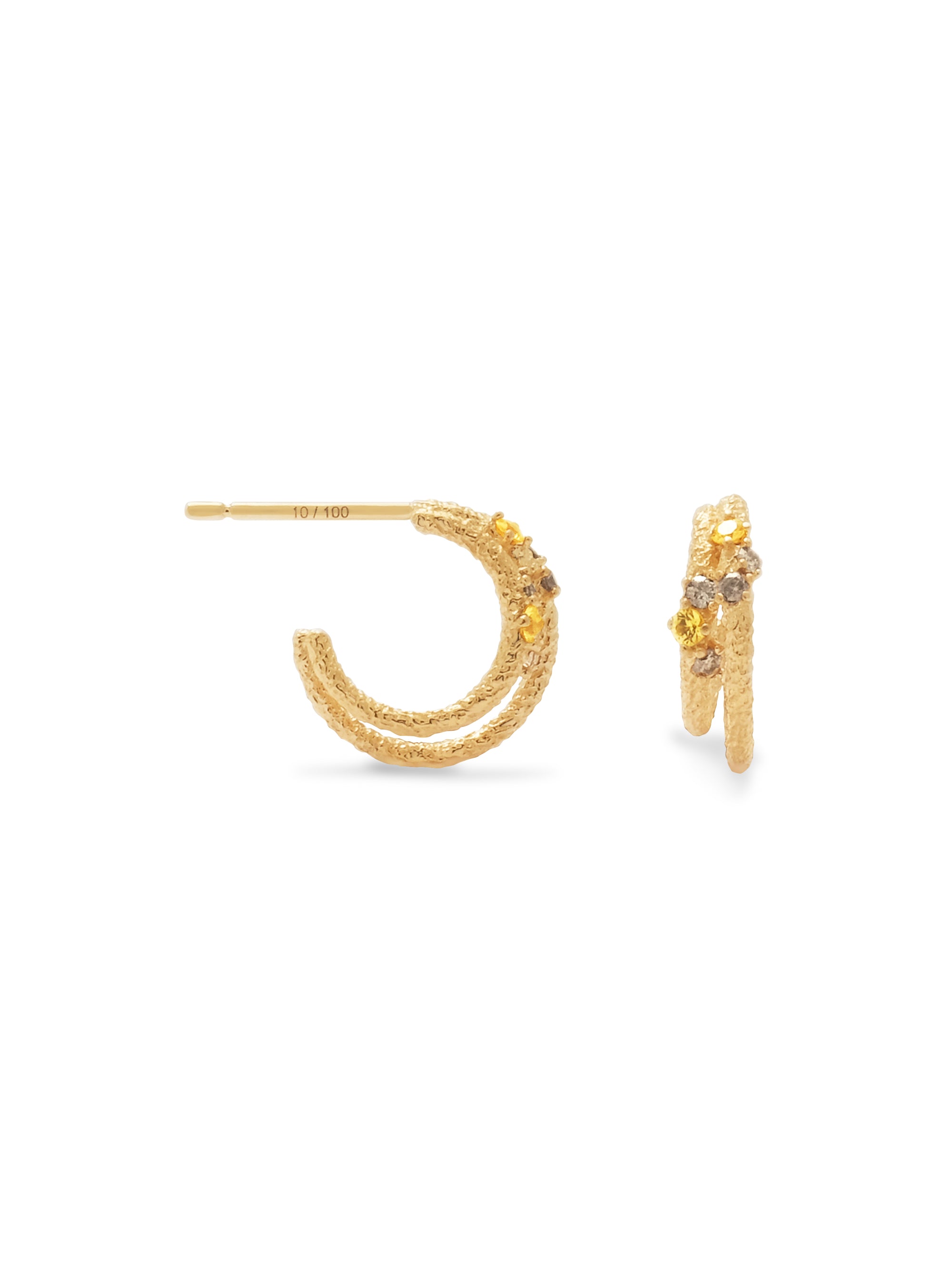 18K Pavé Double Crescent Hoops