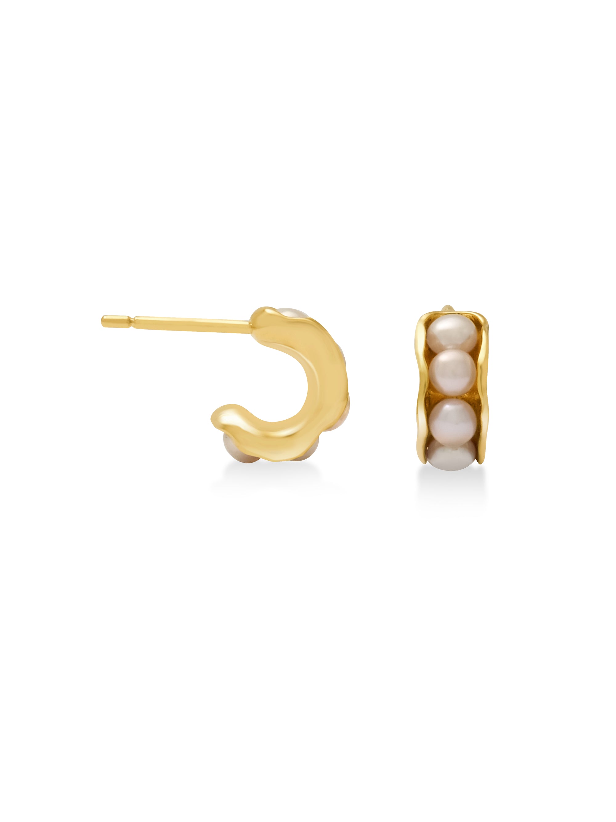 18K Pearl Hoops Mini