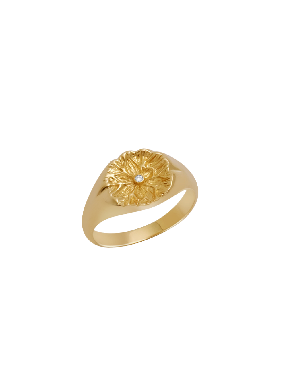 18K Solid Gold Lilypad Signet Ring | Limited Edition Fine Jewelry